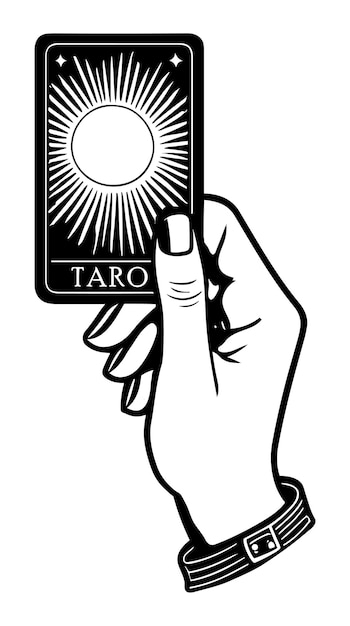 Hand with a tarot card Graphic vintage vector illustration