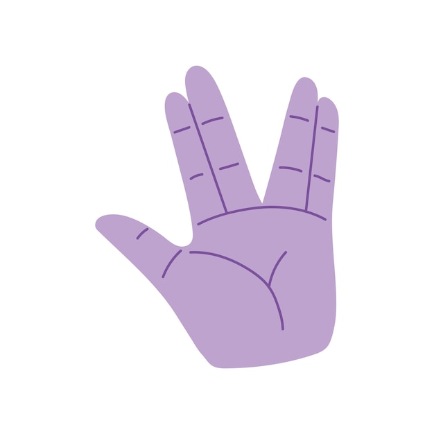 Vector hand with vulcan greet gesture icon isolated