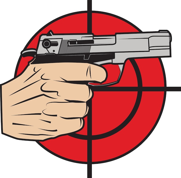 Hand With Weapon And Target Isolated On Transparent Background