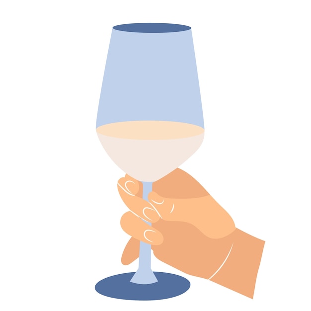 Hand with wine glass one continuous line drawing sketch vector