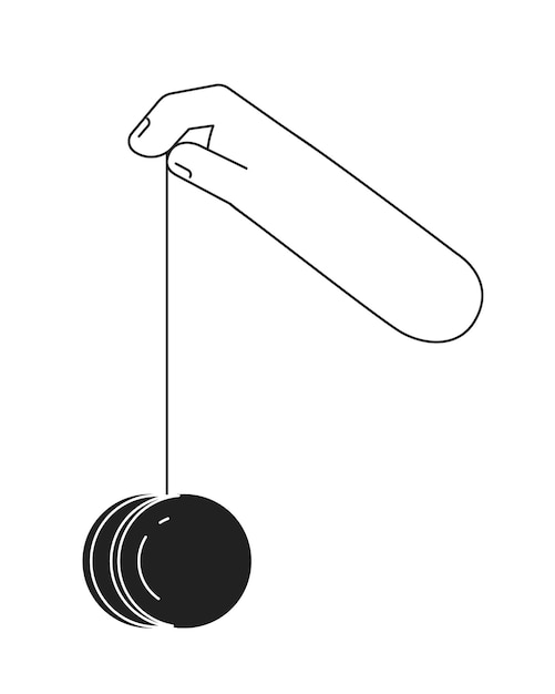 Hand with yoyo monochromatic flat vector hand