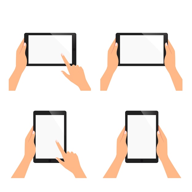 Vector hand of women is holding tablet