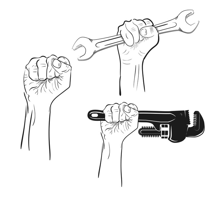 hand and wrench logo