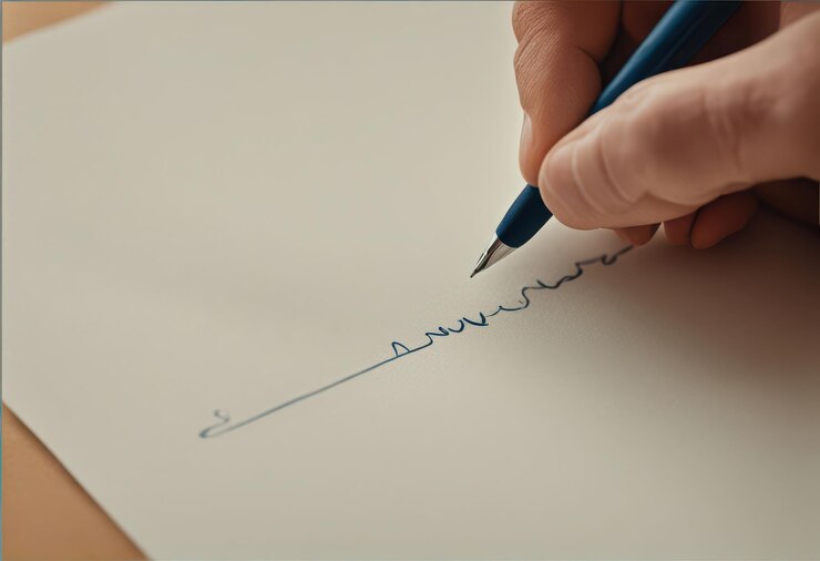 Vector a hand writing a letter with a pen