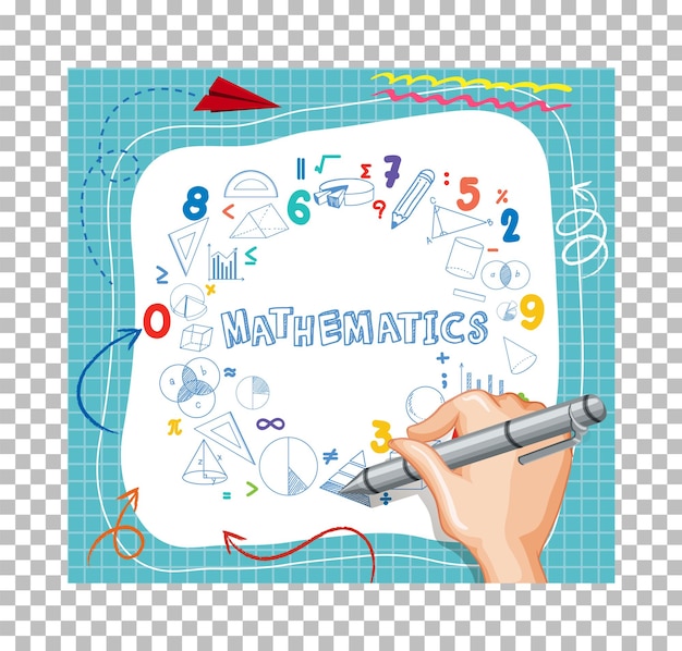 Vector hand writing math formula on paper note with grid background