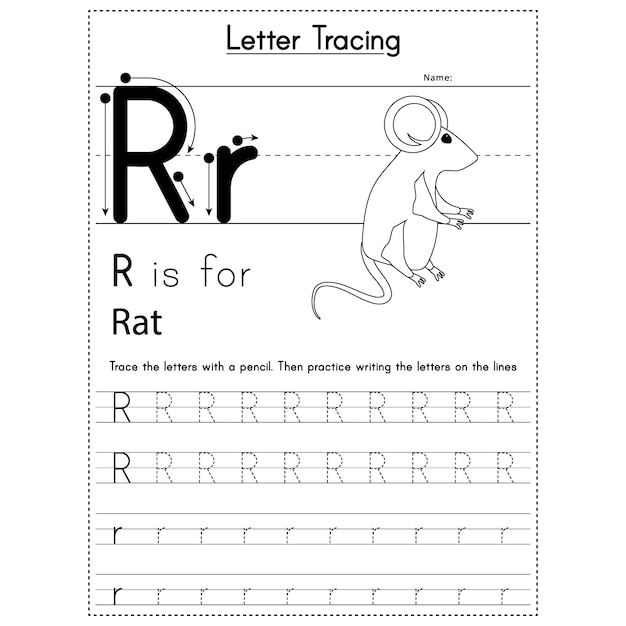 Vector hand writing practice workbook for kids
