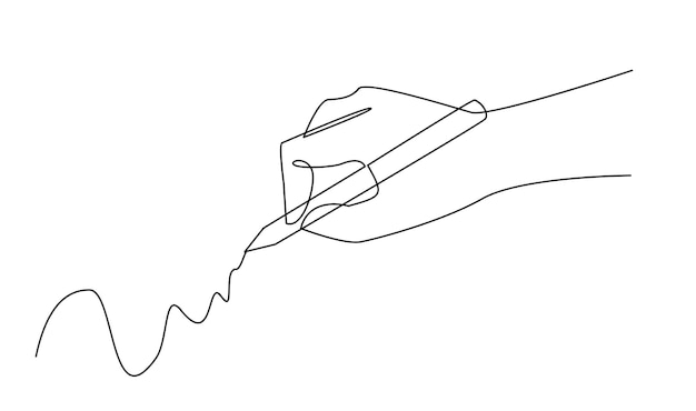 ペンで手書きで連続線を描くベクトルイラスト