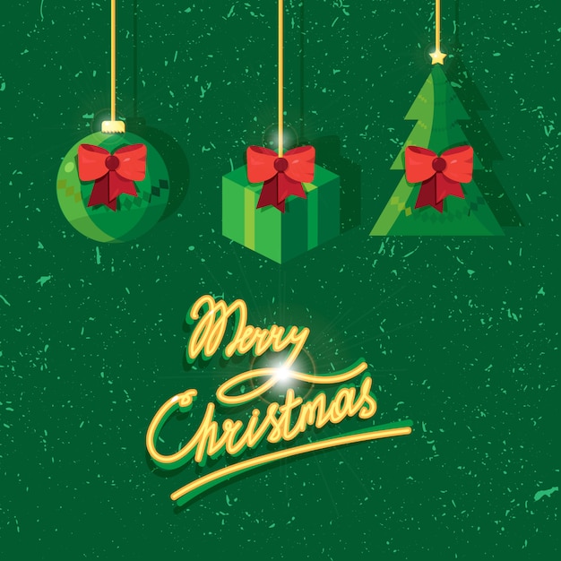 Vector hand written lettering of merry christmas text for greeting card