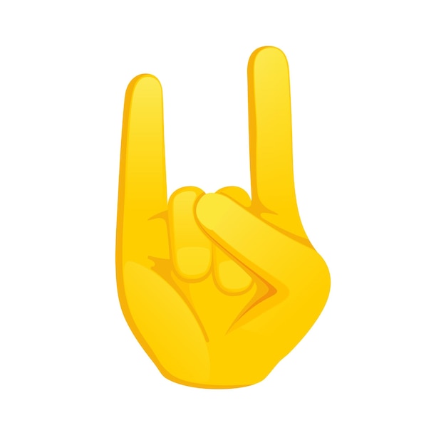 Vettore emoji giallo con il gesto della mano con l'icona del segno delle corna illustrazione vettoriale