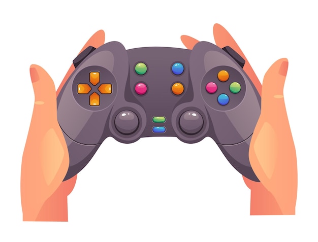 Handarm die joystick gamepad-controller vasthoudt en videogame speelt