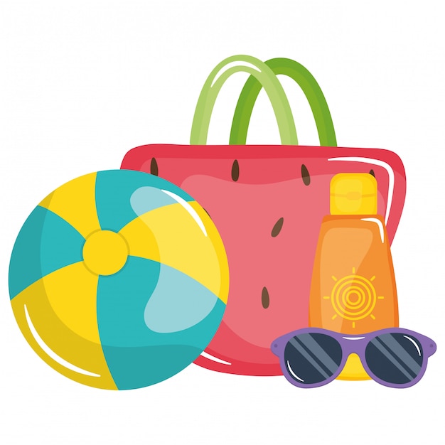 Vector handbag female with sunglasses and balloon toy