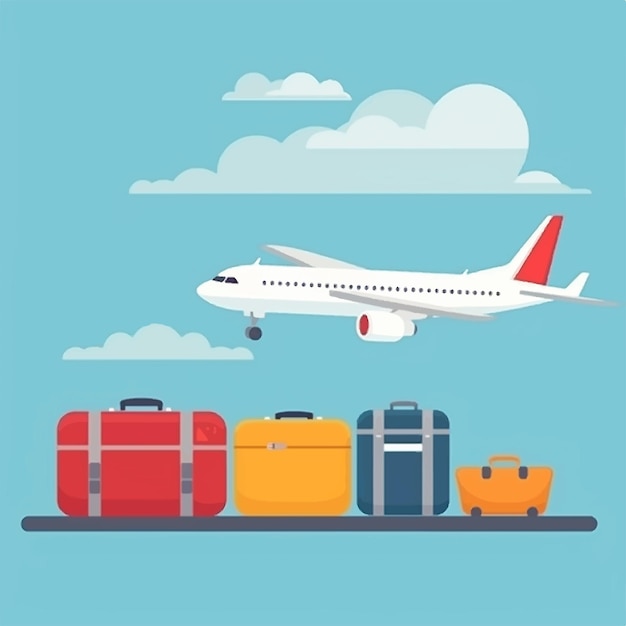 Handbagage met het concept van de vliegtuigreis