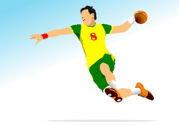 Handball player silhouette 3d color vector