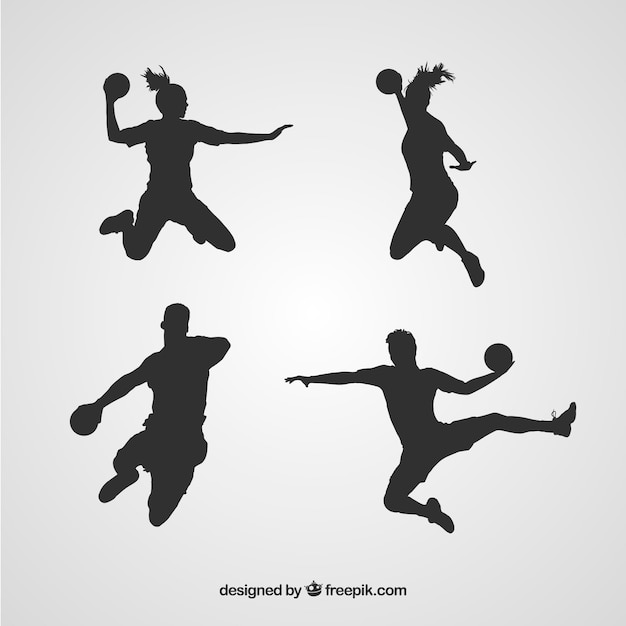 Handball players silhouette 