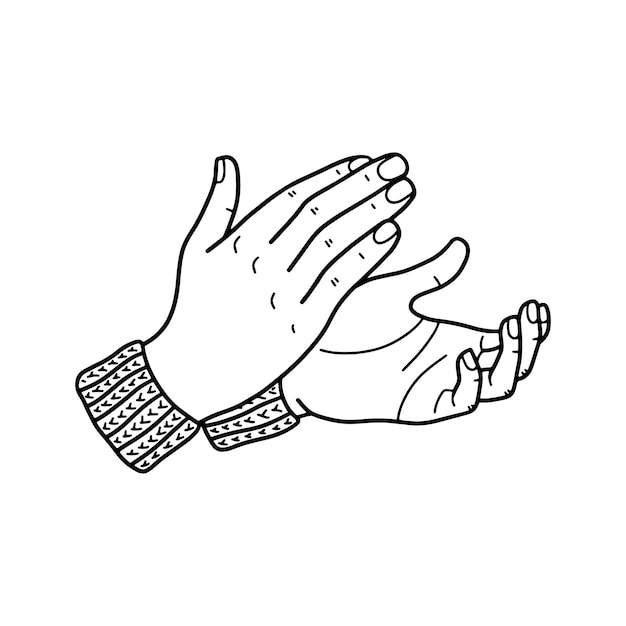 Handclaps applause A design element in the form of two hands in the outline style