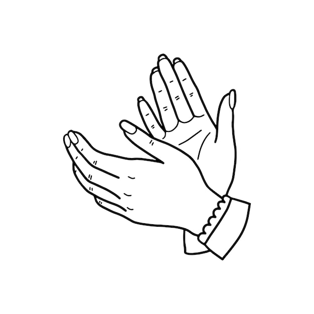 Applausi di battiti di mani un elemento di design a forma di due mani in stile contorno