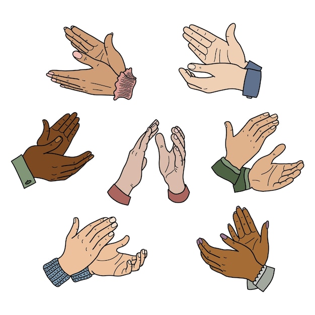 Handclaps applause ovation A set of cartoonstyle cliparts isolated on a white background A design element