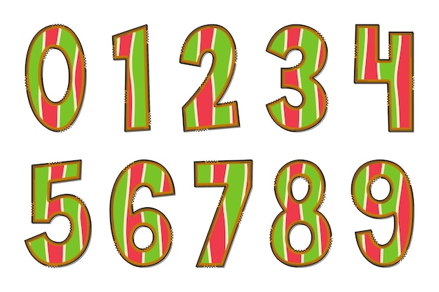 Handcrafted Christmas Cookie Number Color Creative Art Typographic Design