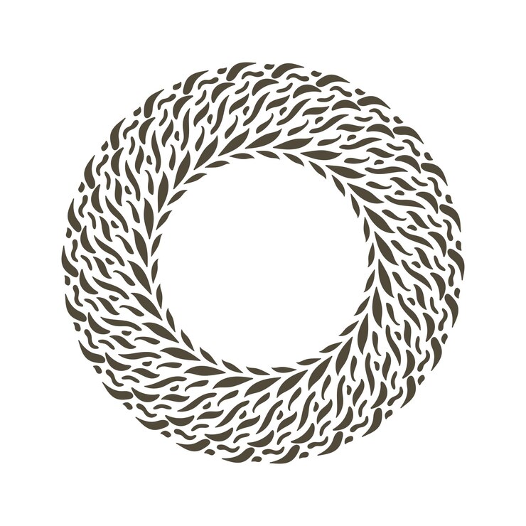 Vector handcrafted circular leaf ornament design for sophisticated creations