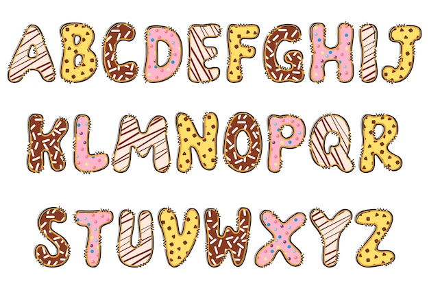 Handcrafted Donut letters color creative art typographic design