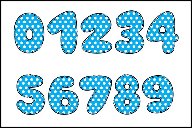 Vector handcrafted dots number color creative art typographic design