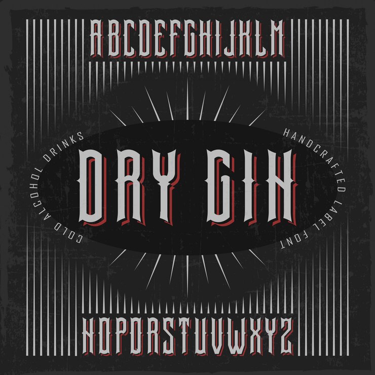 Шрифт Dry Gin ручной работы с бочками и украшениями