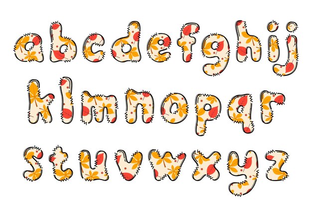 Vector handcrafted fall letters color creative art typographic design