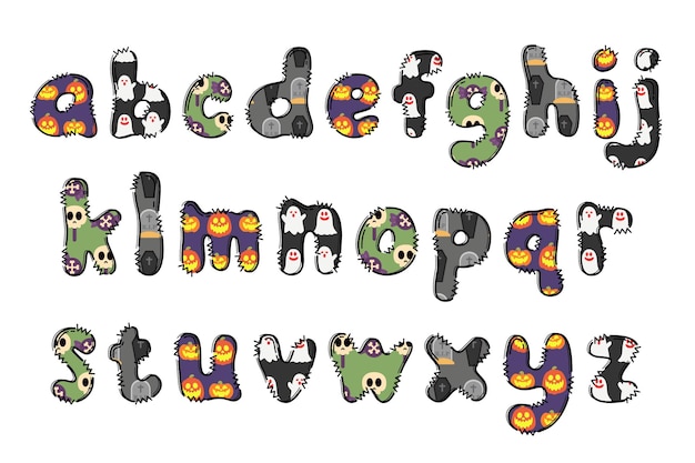 Vector handcrafted halloween letters color creative art typographic design