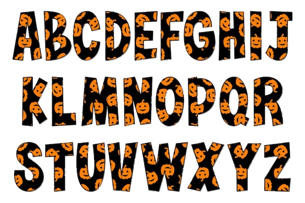 Vector handcrafted halloween party letters color creative art typographic design