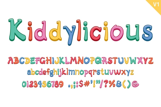 Handcrafted kiddylicious letters color creative art typographic design