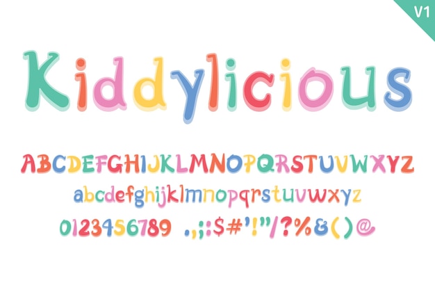 Handcrafted Kiddylicious Letters Color creative art typographic design