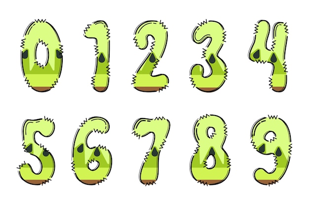 handcrafted kiwi fruit number color creative art typographic design