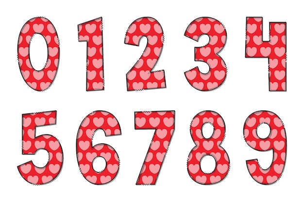 Vector handcrafted lovely numbers color creative art typographic design