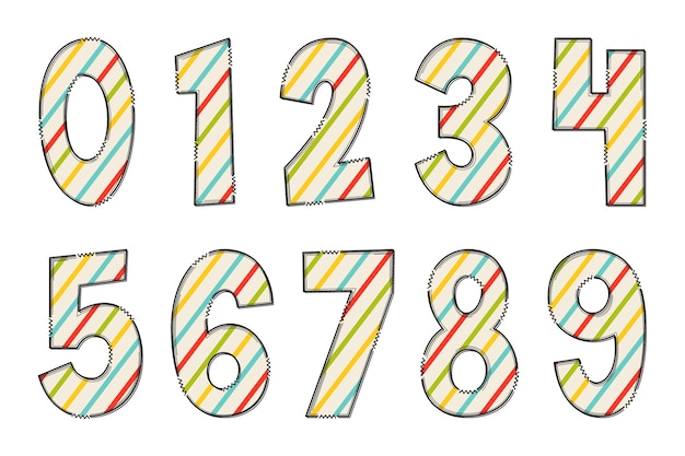 벡터 손으로 만든 메리 크리스마스 숫자 색상 창조적인 예술 인쇄상의 디자인