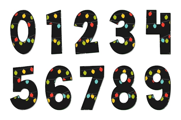 Handcrafted Merry Christmas Number Color Creative Art Typographic Design