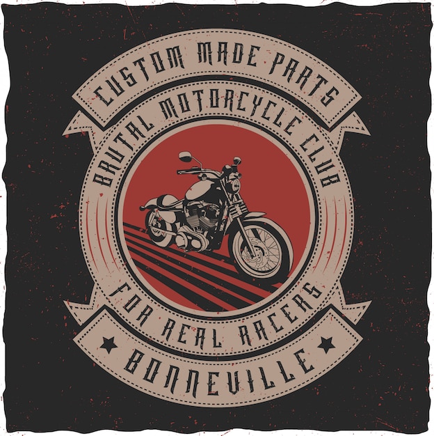 Handcrafted motorcycle label with an 'Old Bourbon' font with ribbons. 