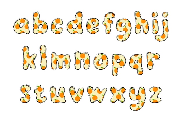 Handcrafted Orange Fruit letters color creative art typographic design