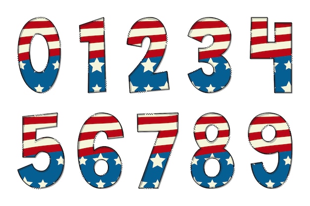 Handcrafted Pride of America Number Color Creative Art Typographic Design