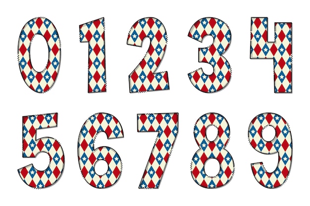 손으로 만든 미국의 자존심 숫자 색상 창조적인 예술 인쇄 디자인