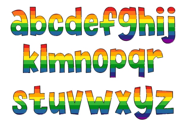 Vector handcrafted rainbow letters color creative art typographic design