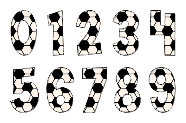 Handcrafted Sport Balls Number Color Creative Art Typographic Design