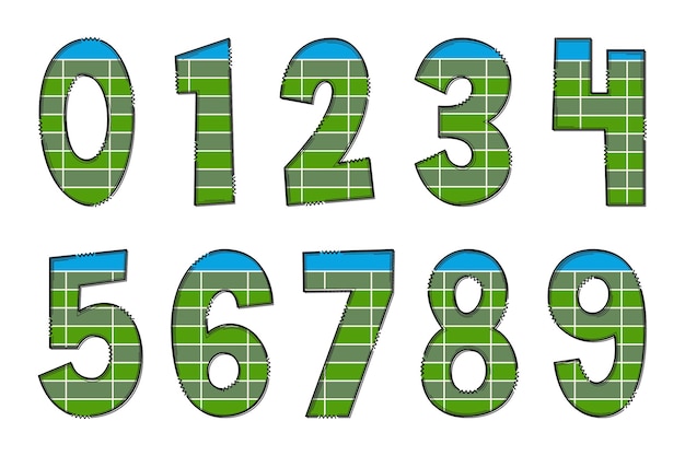 Handcrafted Sports Fields Number Color Creative Art Typographic Design