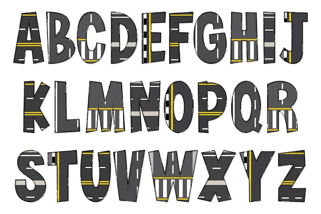 Vettore lettere stradali diritte fatte a mano colore arte creativa design tipografico