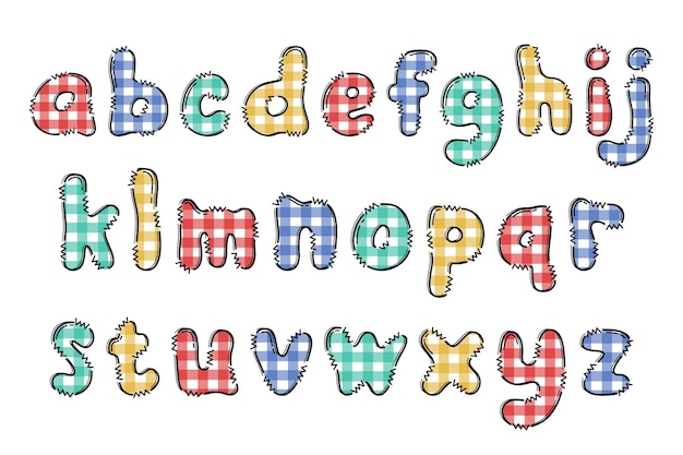 Lettere di tovaglia realizzate a mano colorano il design tipografico di arte creativa