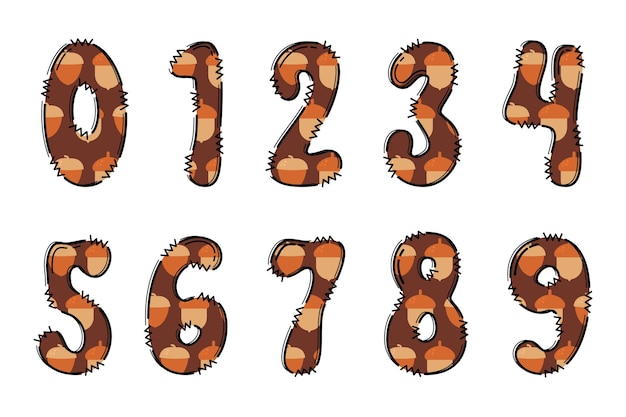 Vector handcrafted thanksgiving number color creative art typographic design