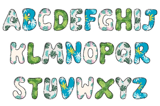 Handcrafted Tropical letters color creative art typographic design