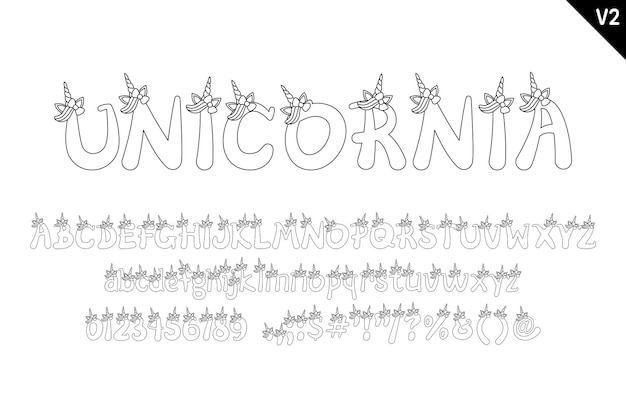 Handcrafted Unicornia Letters Color 창조적인 예술 인쇄상의 디자인