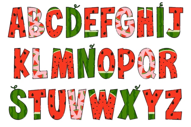 Handcrafted Watermelon Letters Color Creative Art Typographic Design