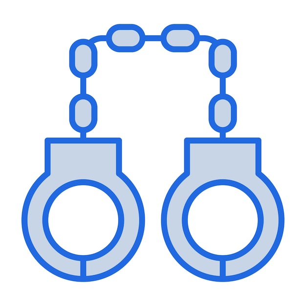 Vector handcuffs blue tone illustration