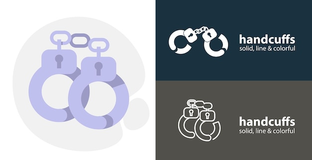 Handcuffs flat icon with handcuffs simple line icon